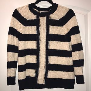 J.Crew mid-weight cream/navy striped sweater